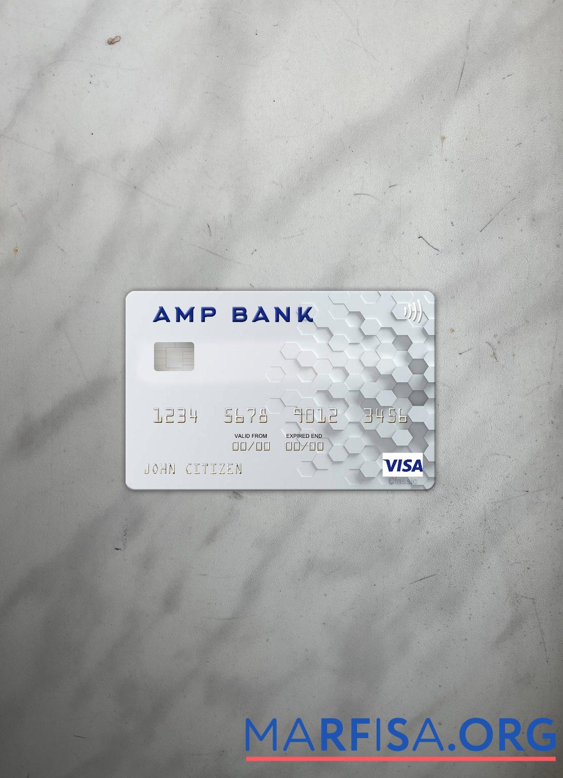 Realistic Australia AMP Bank visa card photolook front sample